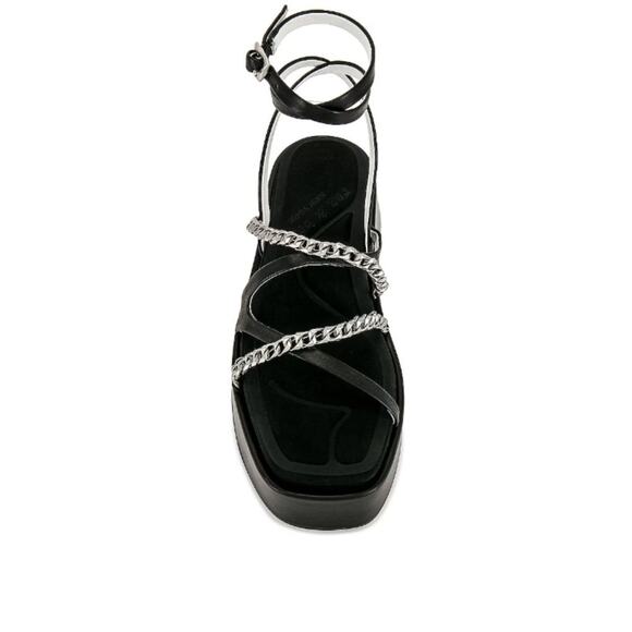 NEW Rag & Bone Logan Strappy Wrap Sandals Leather Chain Link Black Size 39 - Picture 2 of 14